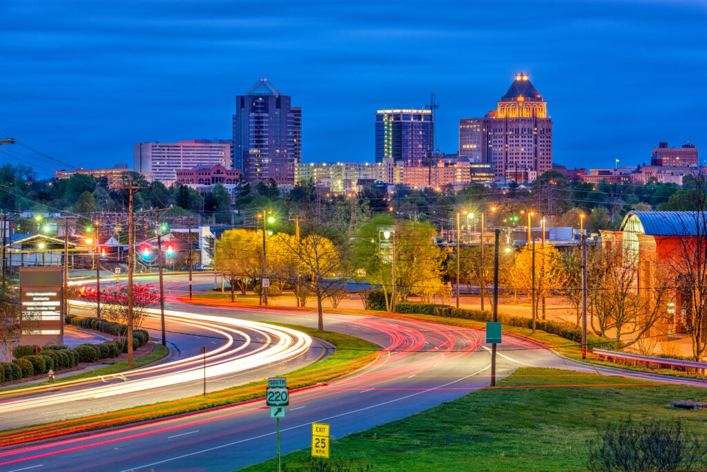 Greensboro, North Carolina, USA skyline.