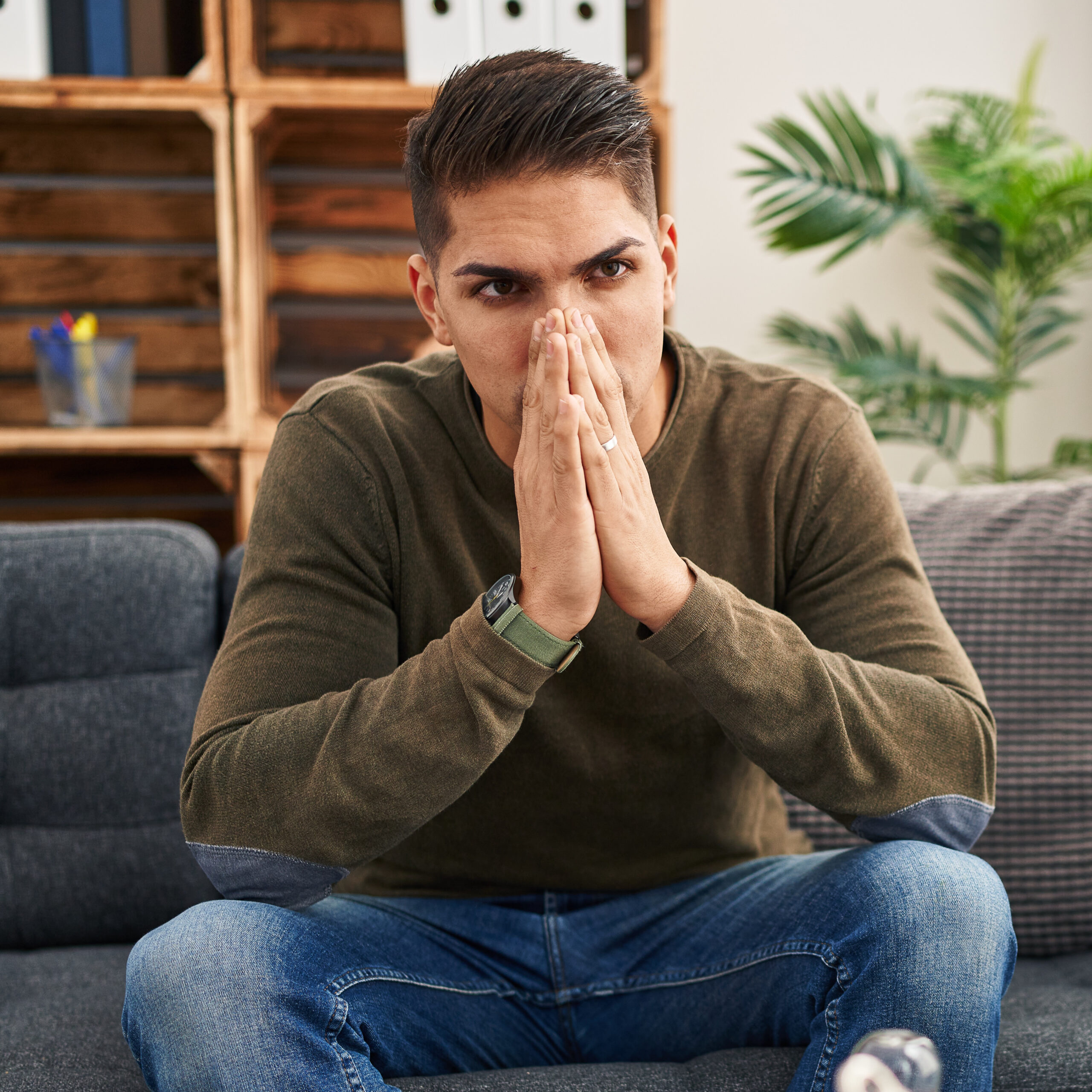 man in a therapy session